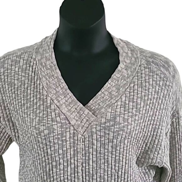 Caslon Women's Gray V-Neck Ribbed Sweater Pullover - Size Medium NWOT - Picture 6 of 7